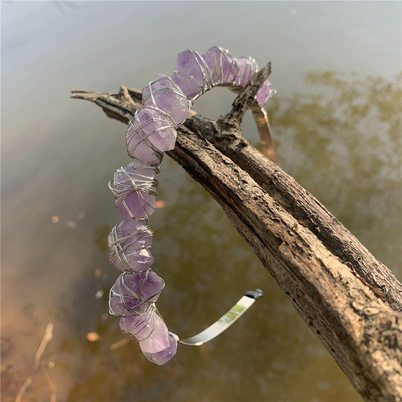 Natural Crystal Quartz Crown Born Amethyst Gemstone Wedding Headdress