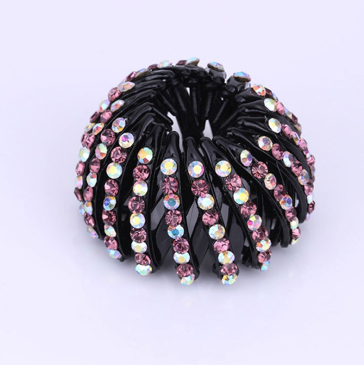 Bird's Nest Hairpin Color Rhinestone Ponytail Ball Hairpin