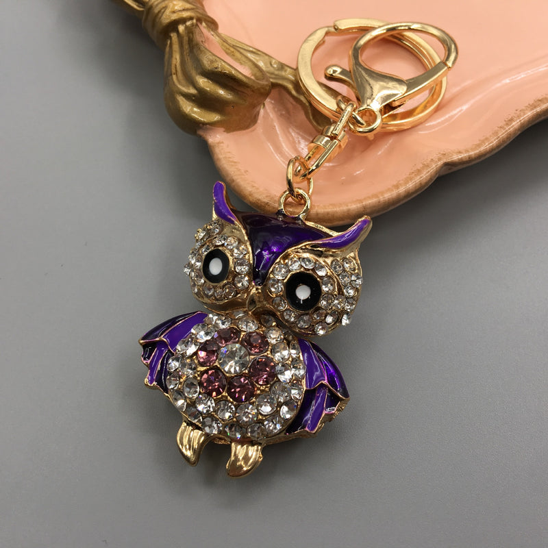 Owl Keychain Enamel Artware Cartoon Cute