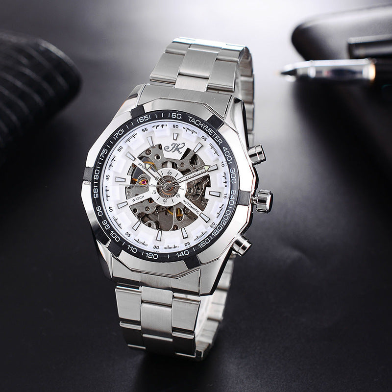 Mens Watch Mens Mechanical Watch Steel Band Fashion Watch High-end Hollow Mechanical Watch