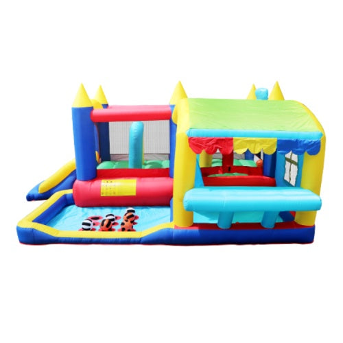 7-in-1 Inflatable Bounce House, Bouncy House With Ball Pit For Kids Indoor And Outdoor Party Family Fun, Obstacles, Toddler Jump Bounce Castle With Ball Pit For Birthday Party Gifts