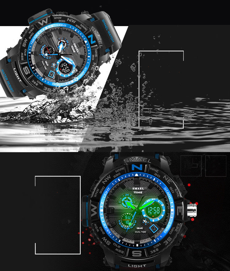 Waterproof And Shockproof Dual Display Luminous Watch