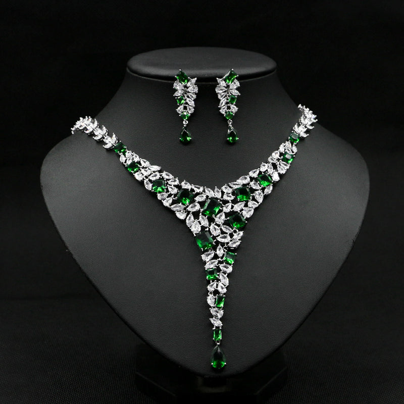 Colorful Zircon Necklace Set Wedding Dress Wedding Earring Accessories