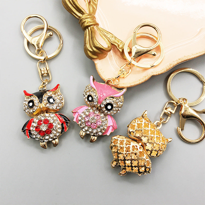 Owl Keychain Enamel Artware Cartoon Cute