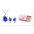 3pcs Rhinestone Necklace Set With Earrings Fashion Water-drop-shaped Jewelry For Women Valentine's Day