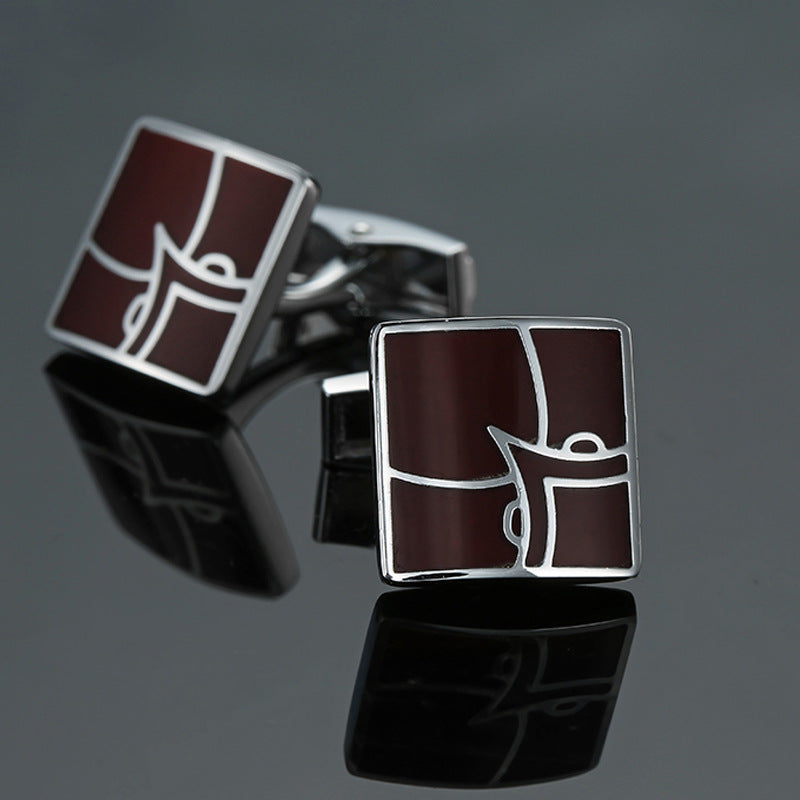 Men's Enamel Craft Vintage Pattern Series Cube Cufflinks