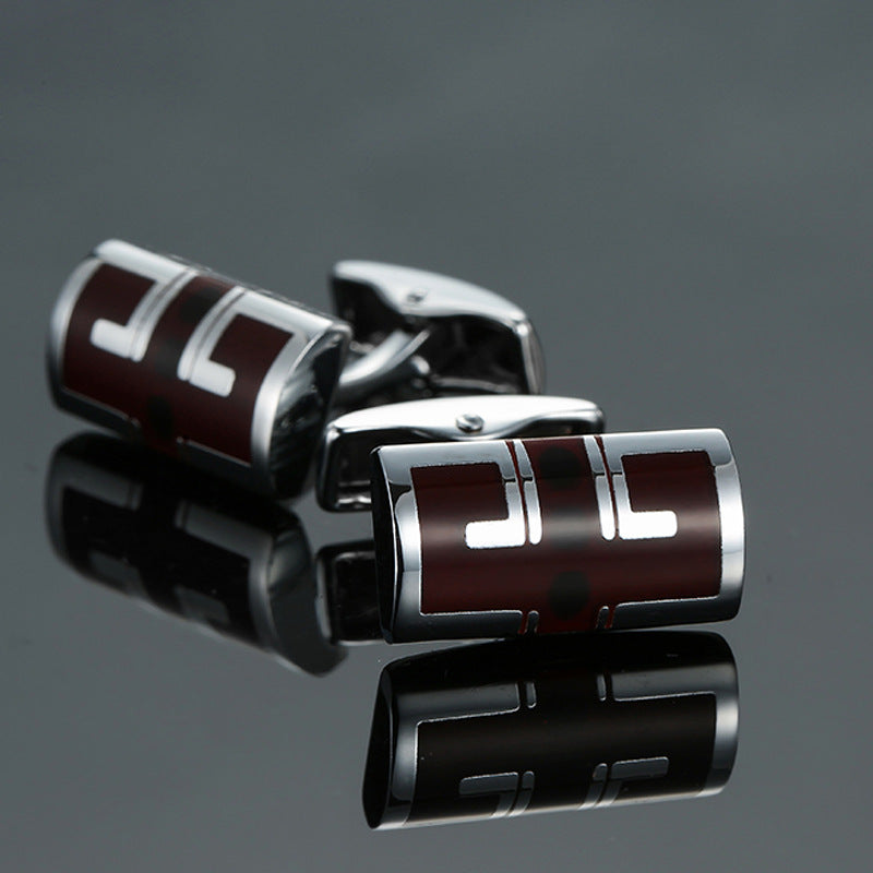 Men's Enamel Craft Vintage Pattern Series Cube Cufflinks