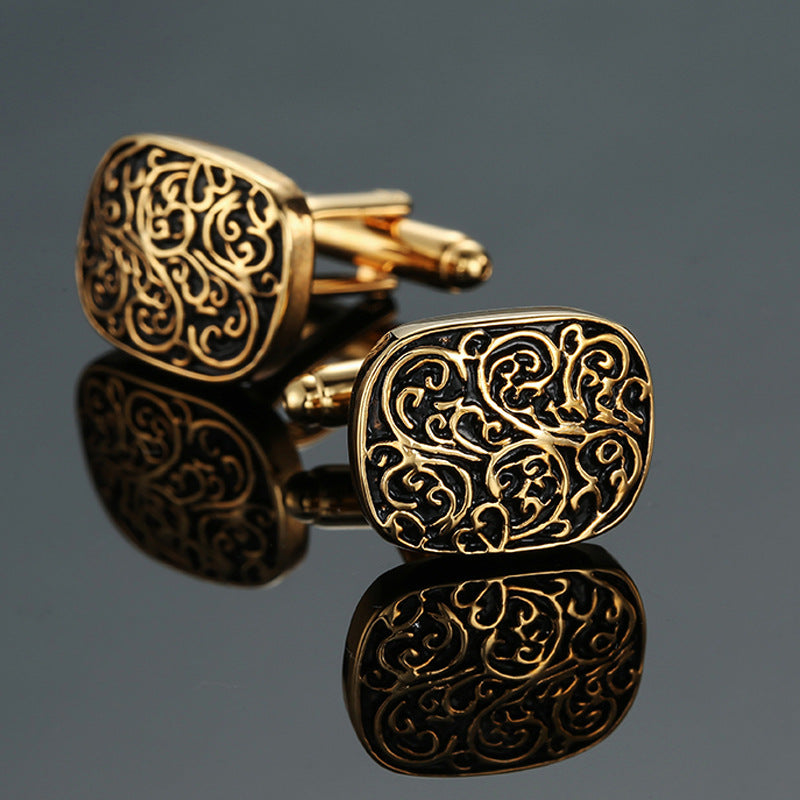 Men's Enamel Craft Vintage Pattern Series Cube Cufflinks