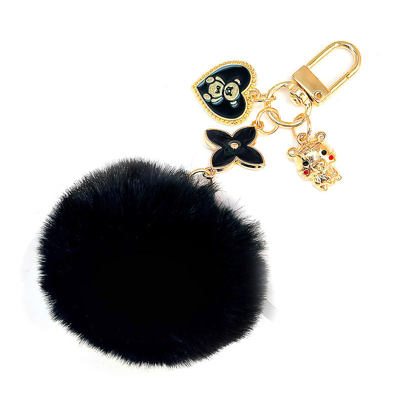 Love Bear Fur Ball Keychain Pendant