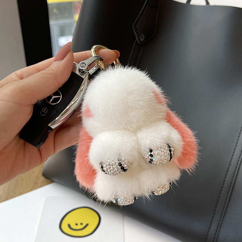 Mink Plush Cute Net Red Rabbit Pendant Keychain