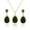 Bright Big Zircon Water Drops Necklace Eardrops Suit Bride Wedding Jewelry Simple Graceful