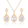 Bright Big Zircon Water Drops Necklace Eardrops Suit Bride Wedding Jewelry Simple Graceful